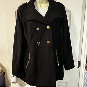 Guess black peacoat with gold hardware size large